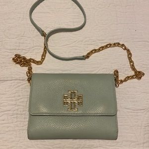 Tory Burch Britten Chain Wallet in Light Blue
